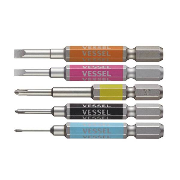 【人気商品】ベッセル(VESSEL) 40V対応 剛彩ビット 5本組 片頭+00/+0/+1/-3/4-×65 GS5P-03