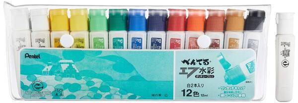 【特価商品】ぺんてる水彩絵の具12色 ポリチューブ入り 白絵の具1本サービス付