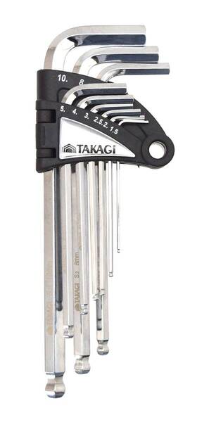 【人気商品】高儀(Takagi) ボールポイント 六角棒レンチ 9本組 グレー【穴方向に関係なく、斜めからでも強力締付け可能】六角