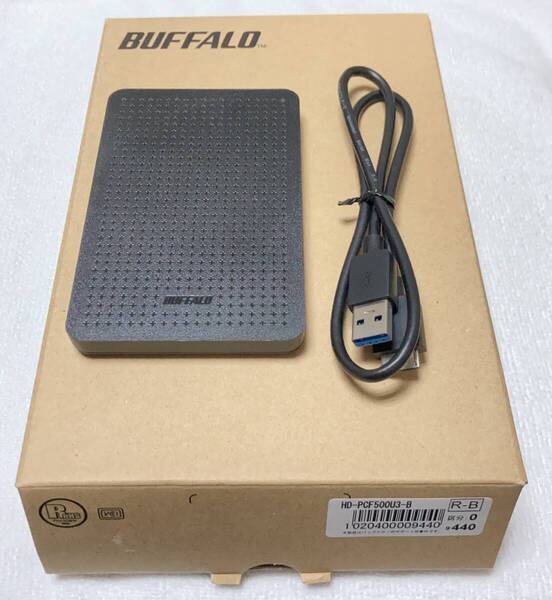 BUFFALO HD-PCF500U3-B(500GB、USB3.0ポータブルHDD)