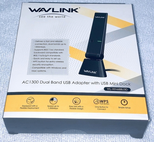 Wavlink WL-WN688U3D(無線LAN子機、11ac(Wi-Fi 5)@867Mbps、11n(Wi-Fi 4)@300Mbps)