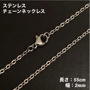1本 アズキ ステンレス チェーン ネックレス シルバー 55cm(幅2mm)