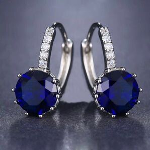 新品 AAA CZ サファイア シルバーピアス シルバー925仕上げ 青 ブルー ウェディングジュエリー サファイアピアス ダイヤピアス 送料無料