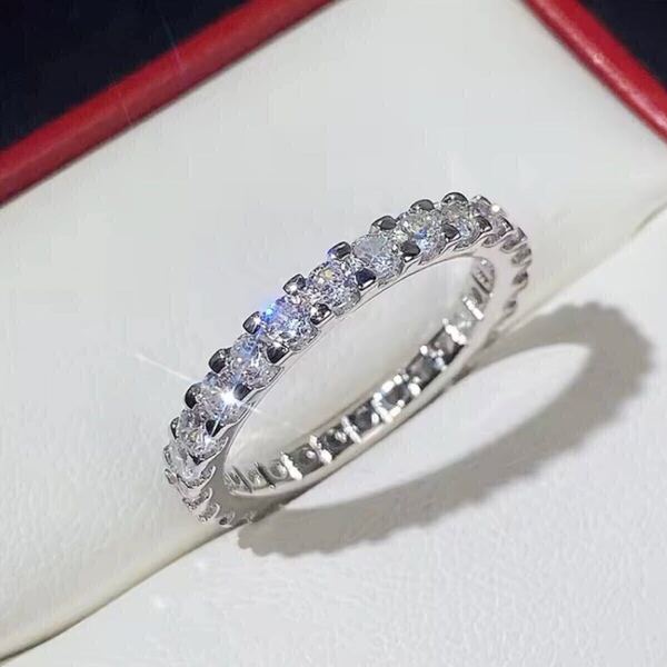 新品 16.5号 AAA CZ ダイヤモンド エタニティリング ホワイトゴールド 銀 エタニティ ダイヤ ダイヤモンドリング 指輪 プレゼント 送料無料