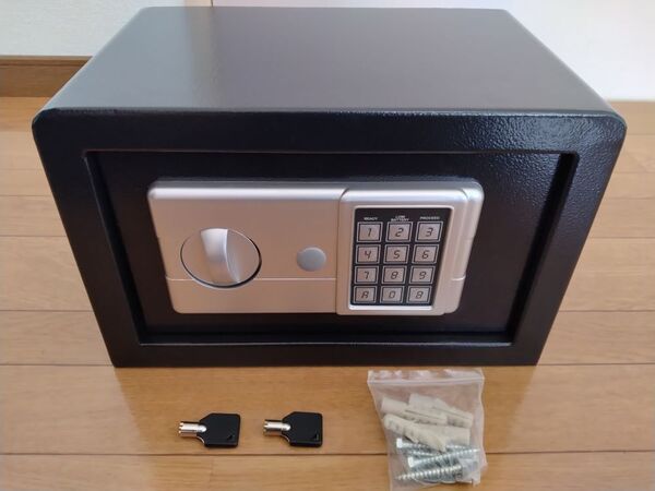 訳アリ金庫 家庭用 小型 12.4 L テンキー式 業務用 電子金庫 壁付け対応 振動警報 警報アラーム付き20×20×31cm (12.4 L)