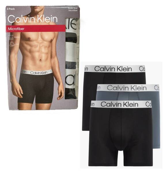 新品! カルバンクライン メンズ ボクサーパンツ 3枚セット Lサイズ ブラック/グレー/ブラック アンダーウェア Calvin Klein プレゼント