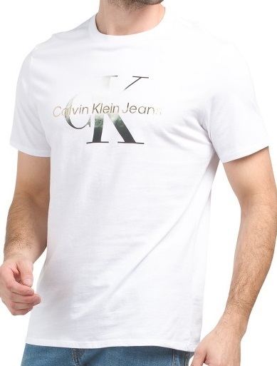 新品! カルバンクライ ジーンズ メンズ CKロゴ Tシャツ ホワイト/ブラック/ゴールド 白黒金 Mサイズ Calvin Klein Jean 半袖 カットソー