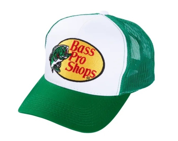 新品! バスプロショップス ロゴメッシュキャップ フリーサイズ ホワイト/グリーン 白緑 BassProShops ブッシング 釣り 帽子 アウトドア
