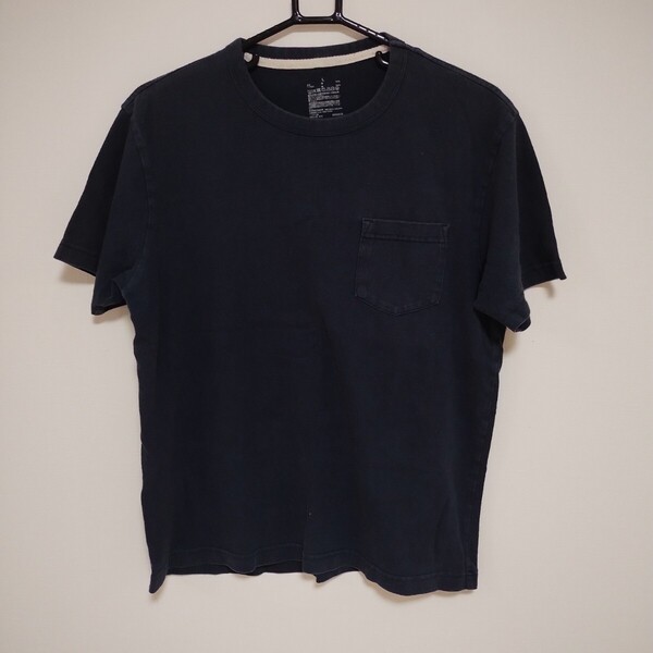 無印良品 ネイビー 紺色 コットン Tシャツ Lサイズ ポケット付き 良品計画 トップス カットソー クルーネック 半袖