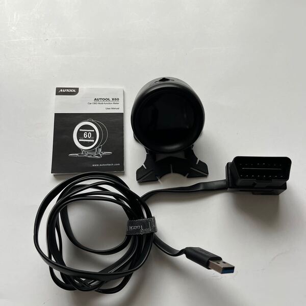 AUTOOL X60 Car OBD Multi-function Meter OBDデジタルメーター オートゲージ ブースト計 水温/電圧/油温 エンジェルリング/ワーニング付
