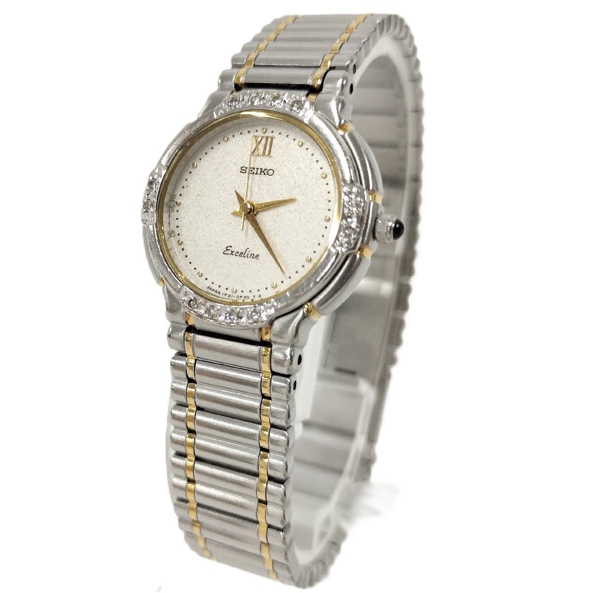 ジャンク 【SEIKO EXCELINE】不動 1F21-0D60 ダイヤモンド12P