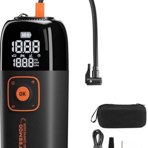 自転車 空気入れ 電動空気入れ バイク 車 自動停止 最大圧力150PSI 6000mAh LEDライトTEEMOO