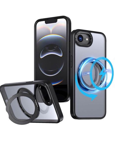 For iPhone 16e 専用 ケース 第4世代 カバー 米軍MIL規格 360°回転スタンド機能 iPhone SE4