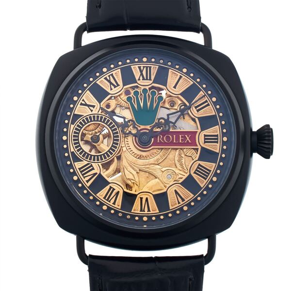 アンティーク Marriage watch ROLEX 懐中時計をアレンジした45mmのメンズ腕時計 半年保証 手巻き スケルトン leather band