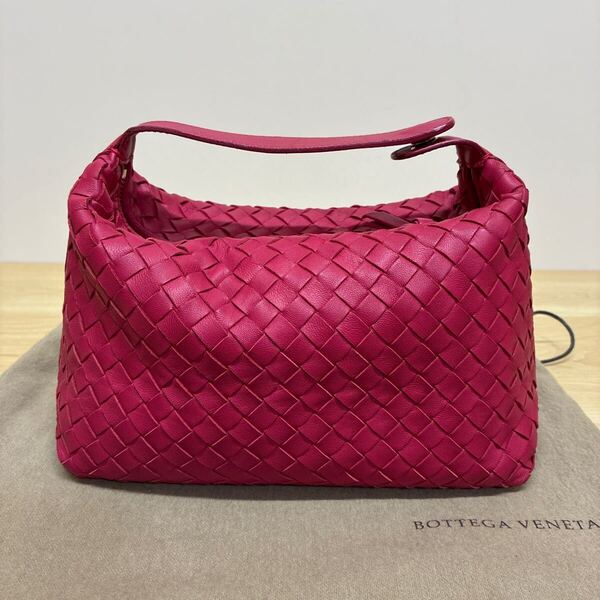 【美品】BOTTEGA VENETA ボッテガヴェネタ ハンドバッグ イントレチャート バニティバッグ ポーチ ミニバッグ ピンク系