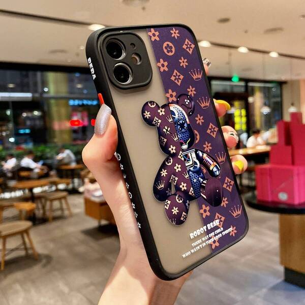 iPhone 12mini ブラウン ケース 韓国 キャラクター かわいい おしゃれ 3色 耐衝撃 iPhone 12 13 14 Pro max mini Plus ケース カバー