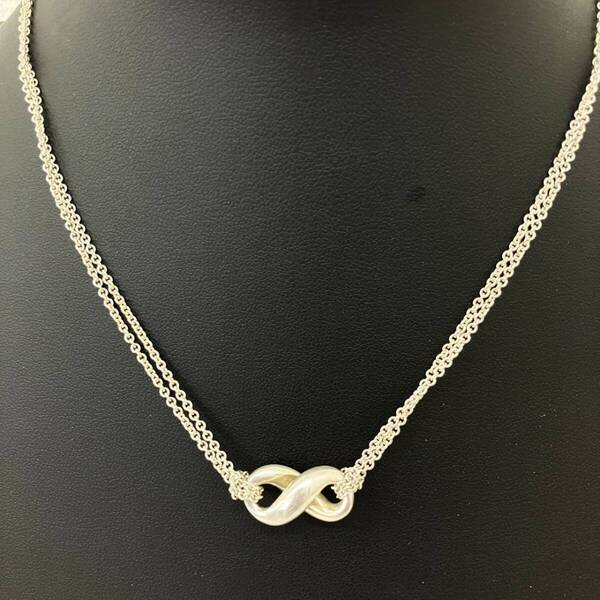 TIFFANY&CO ティファニー シルバー 925 インフィニティ ペンダント・ネックレス Wチェーン 約40cm