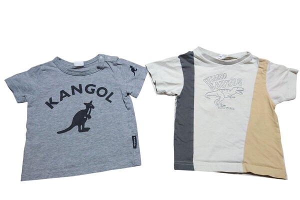 男の子 キッズ 半袖Tシャツ 半袖トップス KANGOL カンゴール・恐竜 ダイナソー ティラノサウルス 2点セット 90