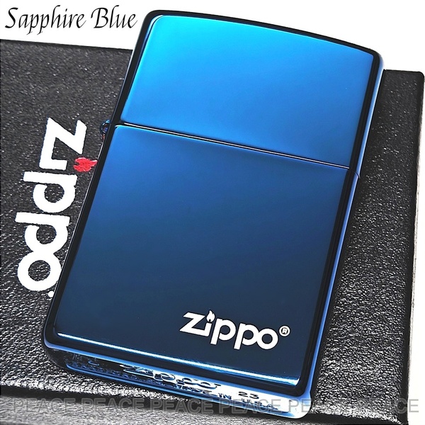ZIPPO ライター サファイアブルー ロゴ PVDチタンコーティング シンプル ジッポー