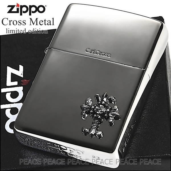 ZIPPO ライター ワンポイント クロスメタル 限定 クローム鏡面 ジッポー