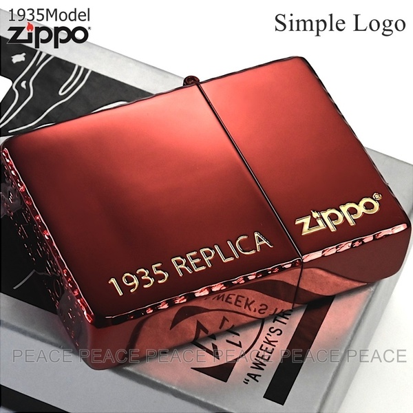 ZIPPO ライター 1935復刻 レッド 金ロゴ 各角リューター ジッポー