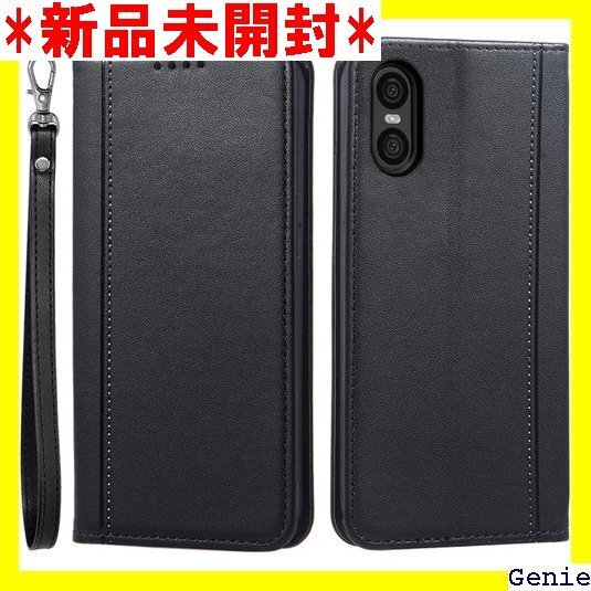 Xperia 10 VI SO-52E ケース 手帳型 マグネット ストラップ カード スマホケース ブラック 110
