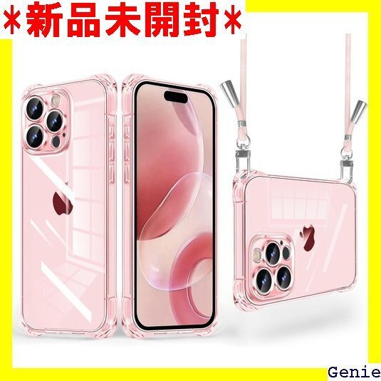iPhone 16 Pro 用 ケース クリア ショル 型 軽量 ストラップ付き Qiワイヤレス充電対応 ピンク 6