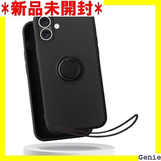 適用 iphone 16 plus ケース リング付き ール ハンドストラップ 携帯カバー 薄型 軽量 ブラック 34