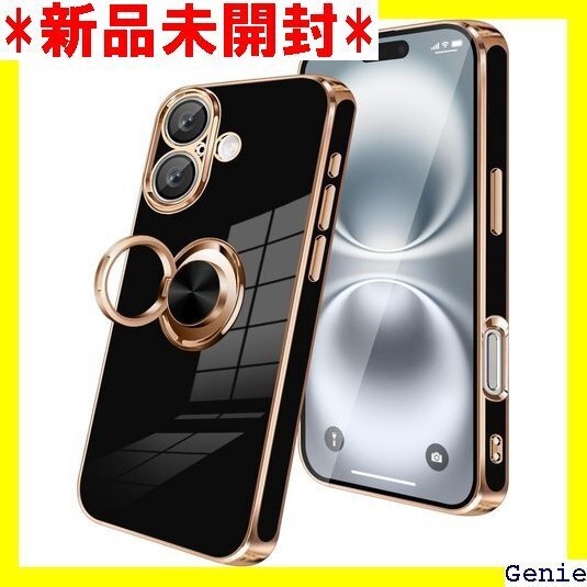 KEHUALLE iPhone 16 ケース リング付 き アイフォン 16 ケース 6.1 インチ用 ブラック 47