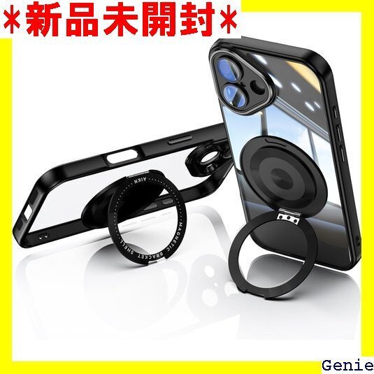 iPhone 16 用 ケース リング付き リング36 車載ホルダー マグセーフ対応 おしゃれ クリア ブラック 79