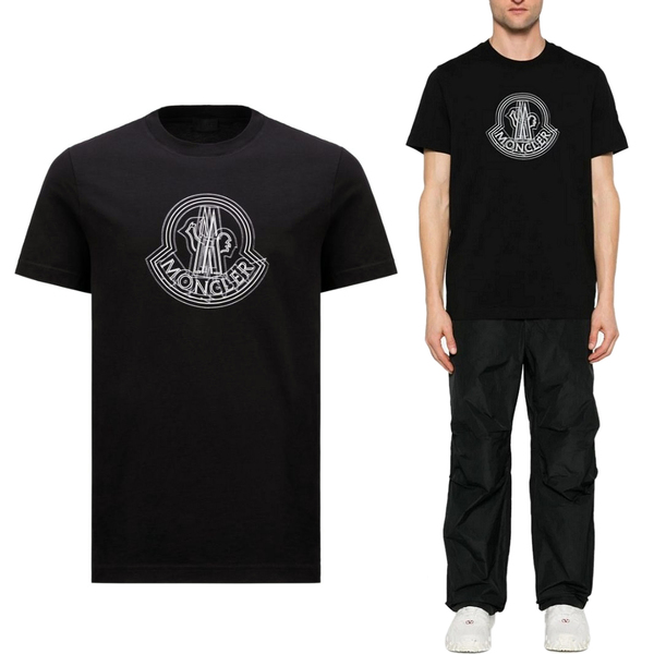 送料無料 195 MONCLER モンクレール 8C00028 89A17 ブラック Tシャツ カットソー 半袖 size L