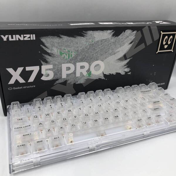【訳あり】YUNZII X75 PRO 82キー ワイヤレス ホットスワップ対応 英語配列 メカニカルゲーミングキーボード 透明キーキャップ /Y30458-P1