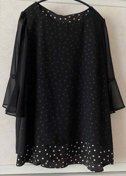 Rose Tiara ローズティアラ 七分袖 水玉ブラウス 46 3L used