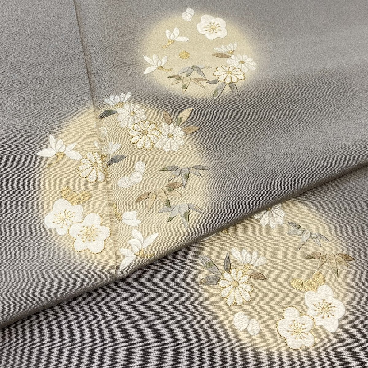逸品 新品 反物 蘇州刺繍 訪問着 着尺 中国刺繍 アイボリー
