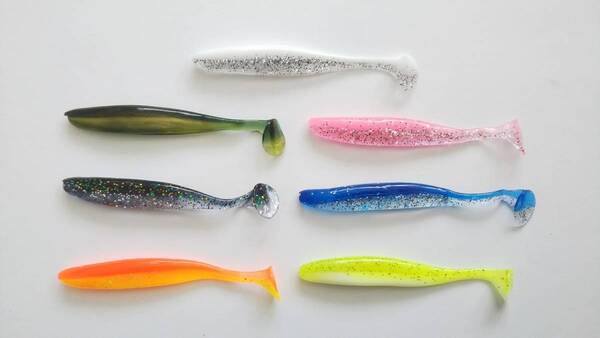 やわらか素材 シャッドテール ワーム 9cm 4.2g 42本セット 7色 根魚 ロックフィッシュ ブラックバス ヒラメ マゴチ L645