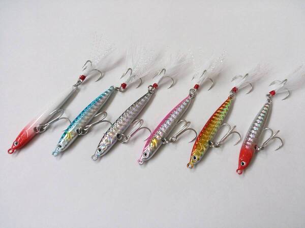 在庫処分 ジグミノー メタルジグ 安定姿勢 16g 6cm 6色 セット フェザー付き シーバス 青物 根魚 ロックフィッシュ フラットフィッシュ