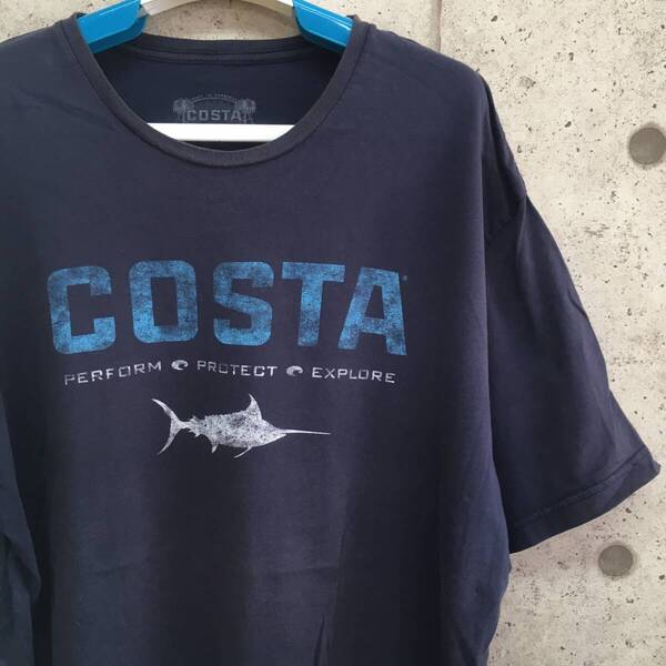 中古 アメリカ古着 COSTA コスタ Tシャツ メンズ XXL 3L 2XL 紺色 ネイビー ビンテージ カジュアルブランド品 送料無料