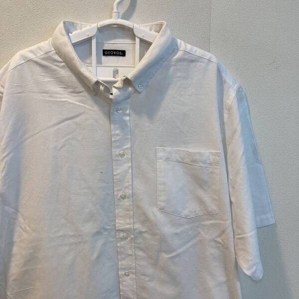 中古 アメリカ古着 GEORGE ジョージ 半袖シャツ メンズ 4Lサイズ 3XL 白色 ホワイト カジュアル おしゃれ 送料無料