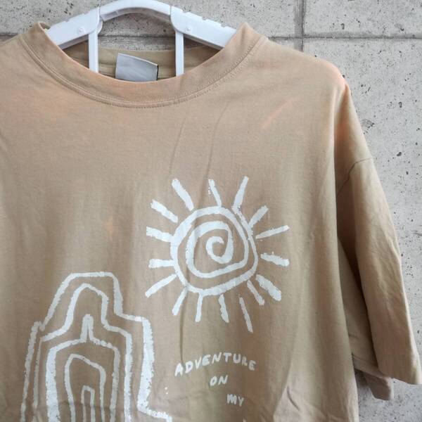 中古 アメリカ古着 H&M エイチアンドエム Tシャツ メンズ Lサイズ相当 ベージュ ビンテージ カジュアルブランド品 送料無料
