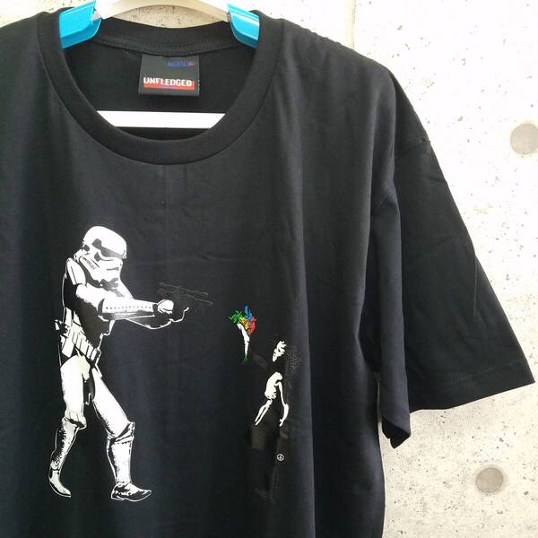 新品 おもしろTシャツ メンズ XLサイズ 黒 ブラック パロディ ユニーク 面白 ストームトルーパー バンクシー Star Wars スターウォーズ