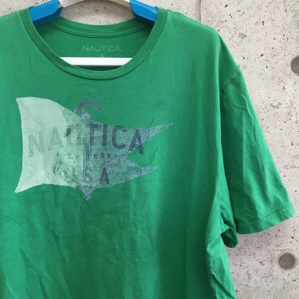 中古 アメリカ古着 NAUTICA ノーティカ Tシャツ メンズ XLサイズ 2L LL 緑 グリーン ビンテージ カジュアルブランド品 送料無料