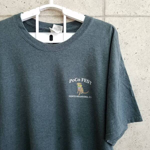 中古 アメリカ古着 GILDAN ギルダン Tシャツ メンズ 表記サイズXL 灰色 グレー ワンポイント ビンテージ カジュアルブランド品 送料無料