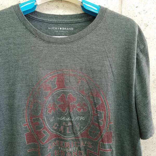 中古 アメリカ古着 LUCKY BRAND ラッキーブランド Tシャツ メンズ Lサイズ 灰色 グレー ビンテージ カジュアルブランド品 送料無料