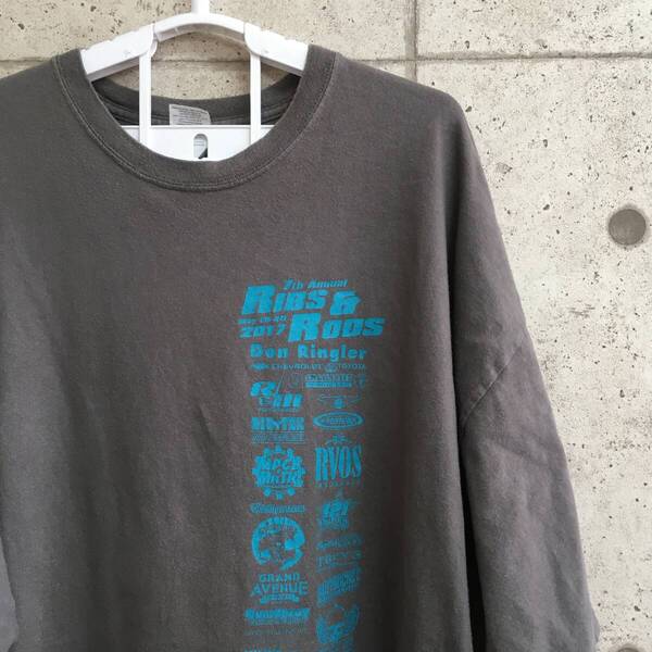 中古 アメリカ古着 GILDAN ギルダン Tシャツ メンズ 2XL 3L 灰色 グレー バックプリント ビンテージ カジュアルブランド品 送料無料