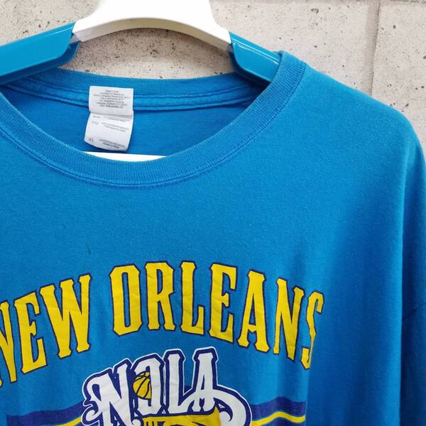 中古 アメリカ古着 GILDAN ギルダン Tシャツ メンズ XL LL 2L 青 ブルー 文字ロゴ ビンテージ カジュアルブランド品 送料無料