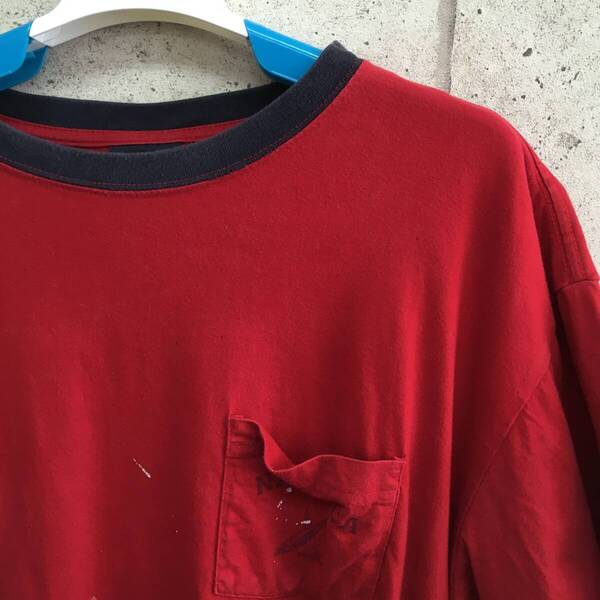 中古 アメリカ古着 NAUTICA ノーティカ Tシャツ メンズ XLサイズ 2L LL 赤 レッド ビンテージ カジュアルブランド品 送料無料