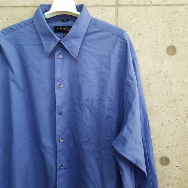 中古 アメリカ古着 KENNETH COLE ケネスコール 長袖シャツ メンズ XLサイズ相当 2L LL 青 ブルー カジュアル おしゃれ 送料無料