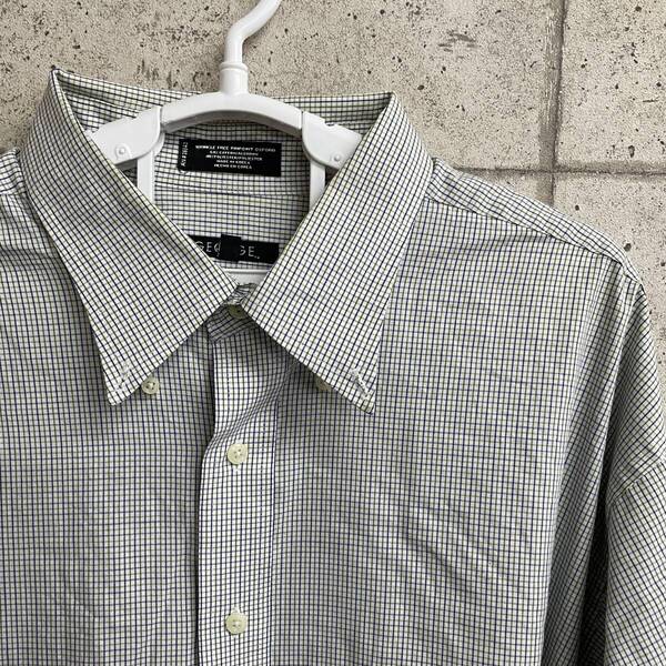中古 アメリカ古着 GEORGE ジョージ 長袖シャツ メンズ 2XL 3L XXL 青 白 ブルー ホワイト 格子柄 カジュアル おしゃれ 送料無料