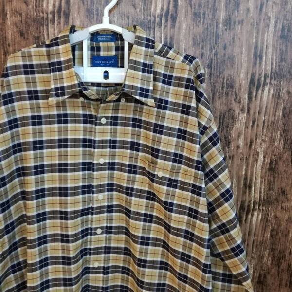 中古 アメリカ古着 TOWNCRAFT タウンクラフト 長袖シャツ メンズ XXLサイズ 2XL 3L 茶色 ブラウン チェック柄 カジュアル おしゃれ