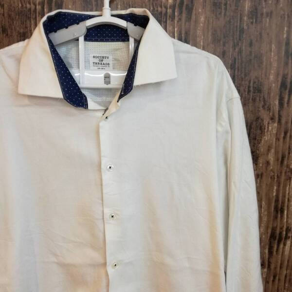 中古 アメリカ古着 SOCIETY OF THREADS ソサエティ オブ スレッズ 長袖シャツ メンズ 2XLサイズ 3L XXL 白色 ホワイト カジュアル おしゃれ